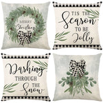 coussin carré noël arbre renne guirlande bonhomme neige décoration maison traditionnel opacité fixe