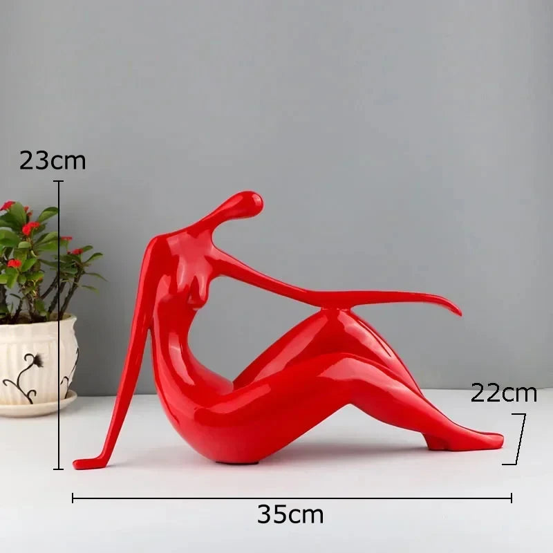 sculpture abstraite résine noire blanche rouge moderne minimaliste decoration art ornement finition autre