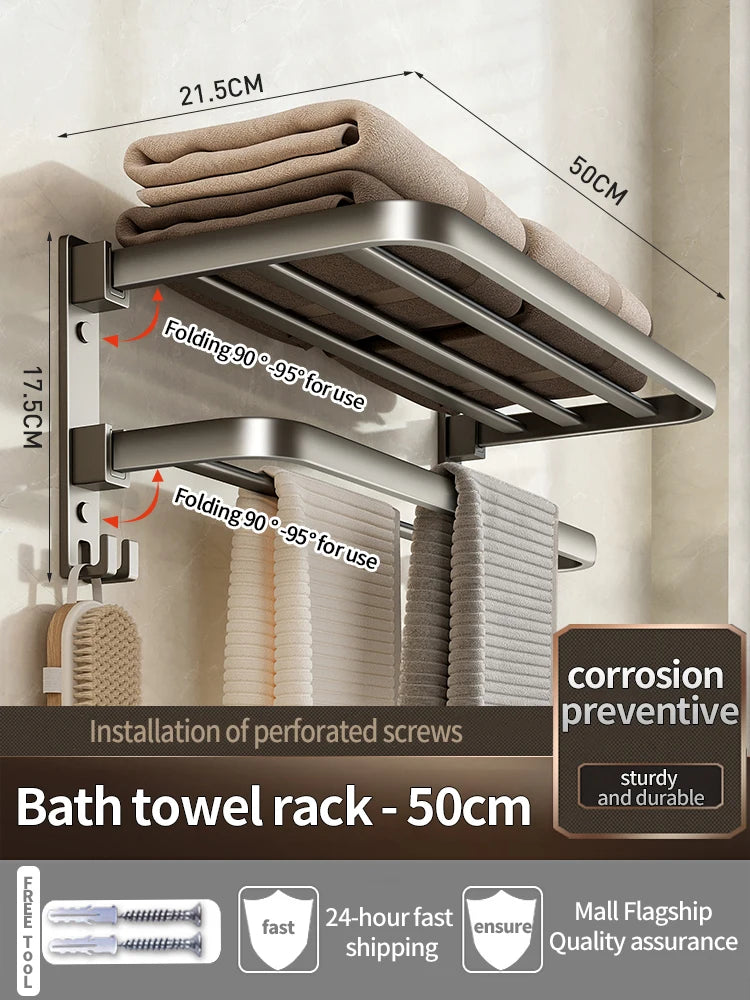 porte serviettes mural aluminium gris lisse moderne serviettes coton brosse dents fixations vis 21.5cm