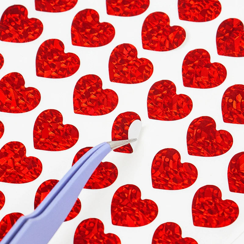 sticker forme cœur glitter rouge doré argenté adhésif décoration agenda st valentin festif brilanten