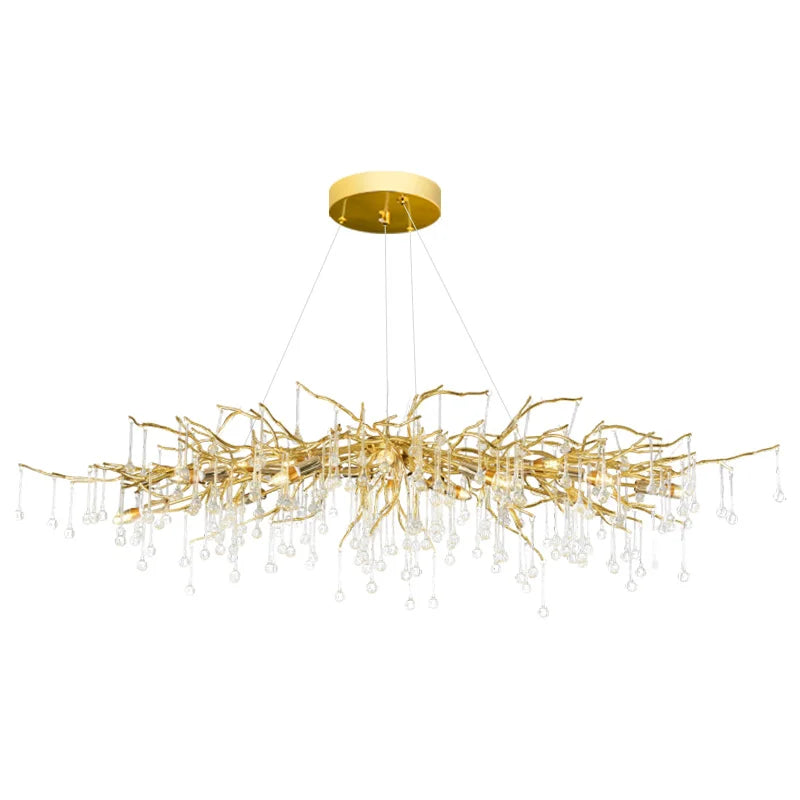 lustre suspendu moderne or cristal transparent branché lumière neutre 4000k chambre salon