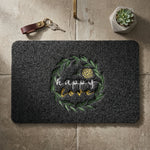 tapis d'entrée imperméable anti bactéries antidérapant moderne noir floral happy love porte bain