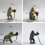 lampe poser moderne or noir ampoule led texture gorille animalier tringle câble noir