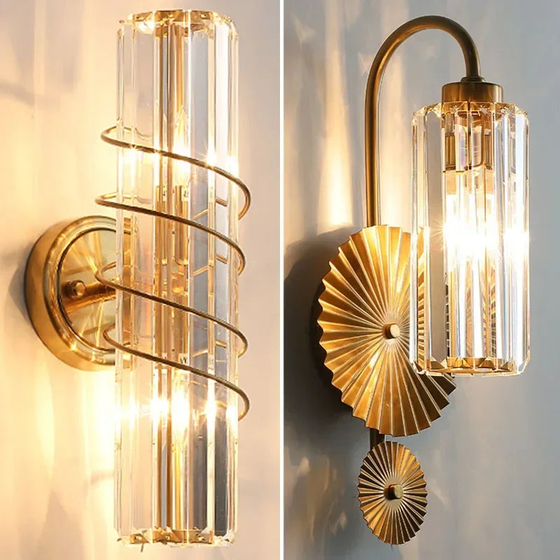 applique murale luxe cristal cuivre moderne éclairage ambiance salon chambre décoration murale dorée