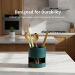 rangements cylindrique compartiments moderne stylos ciseaux maquillage baguettes fourchette transparent partial minimaliste blanc vert