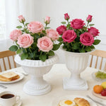 vases blancs classiques plastique ribbé maison décoration fleurs artificielles multifonctionnels