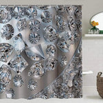 rideau douche moderne diamants gris blanc tapis antidérapant ensemble pièces crochets
