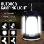 lampe camping rechargeable usb noire blanche crochet métallique bouton rouge moderne pratique