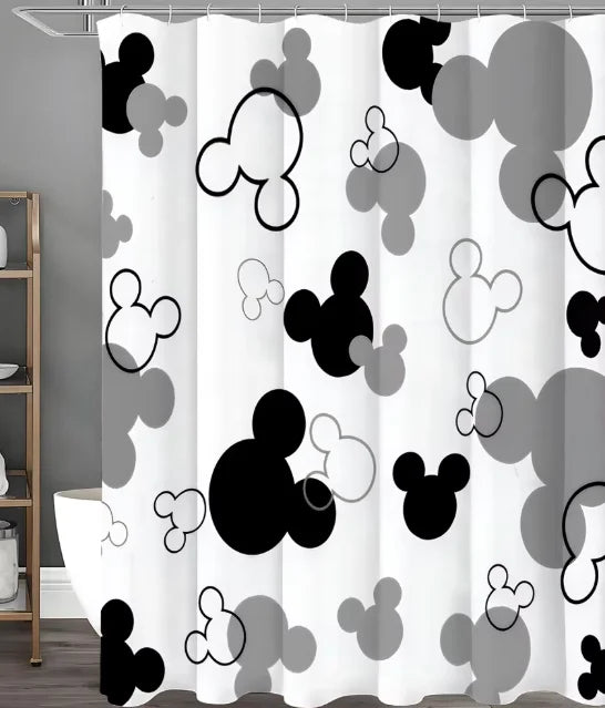 rideau douche mickey mouse blanc noir gris moderne pop art chambre enfant decoration