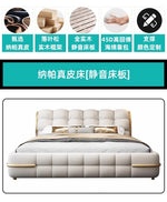 lit moderne minimaliste simili cuir gris clair structure bois vis matelassé chambre coucher