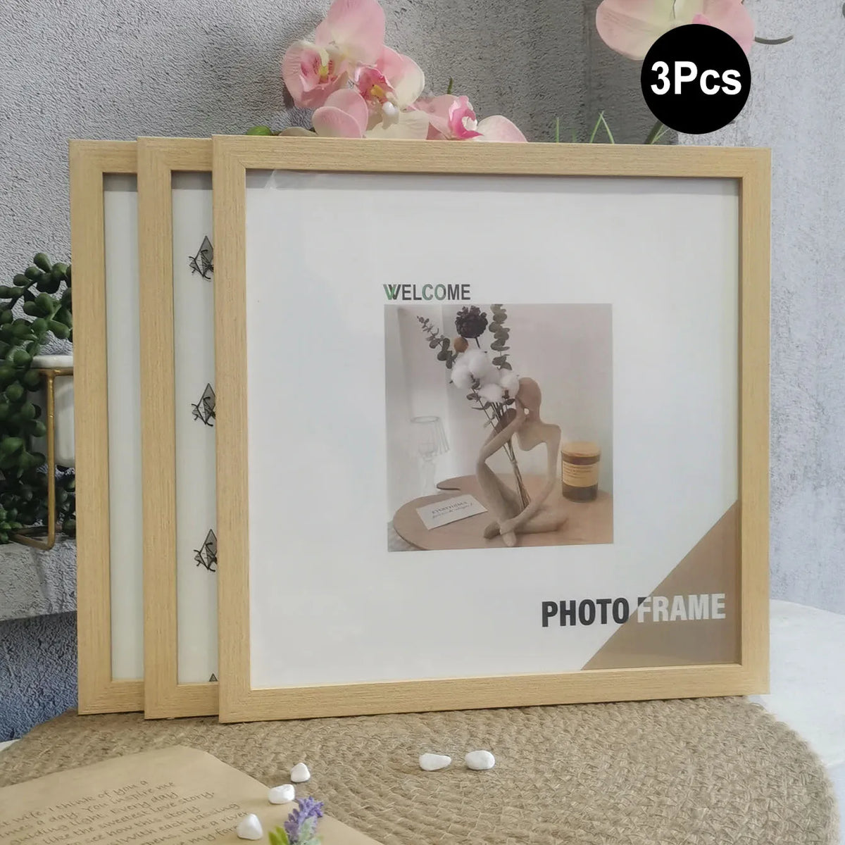 cadres photo modernes noir blanc bois 15x15cm 20x20cm 25x25cm 30x30cm mur