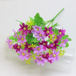 bouquet artificiel fleurs simples feuilles vertes moderne décoration intérieure opacité bleu rose jaune vert