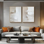 peinture l'huile abstraite contemporaine minimaliste beige blanc gris toile sans cadre