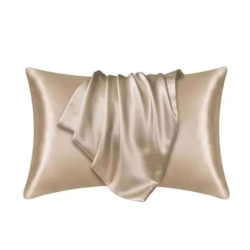 taies d'oreiller satinées soie rose blanc gris lisses brillantes anti frisottis hypoallergéniques