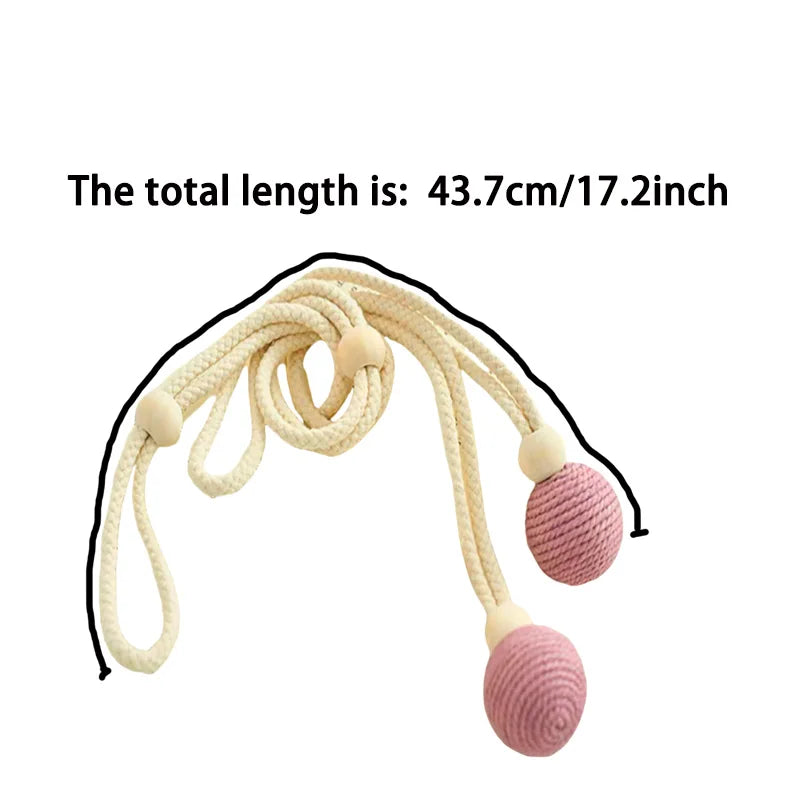 corde rideaux tressée beige rose noir moderne boules bois fixations rustique