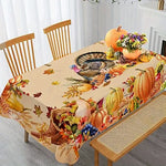 nappe rectangulaire automnale citrouille glands maïs feuilles table décoration maison serviettes fourchettes assiettes