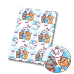 tissu coton polyester motif chatons roses couronnes rubans couture bricolage enfant 140x50cm