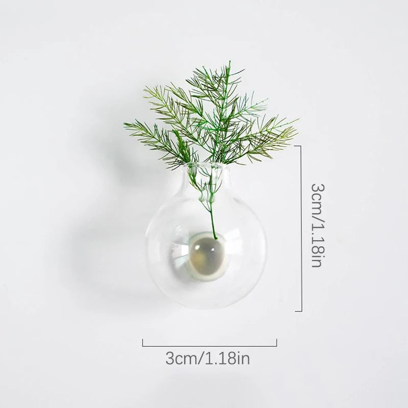 vases verre transparents modernes fleurs sèches minimaliste deco aimants réfrigérateur