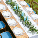 serviettes table moderne blanc bleu noir rayures bordure bleue opaques élégantes set