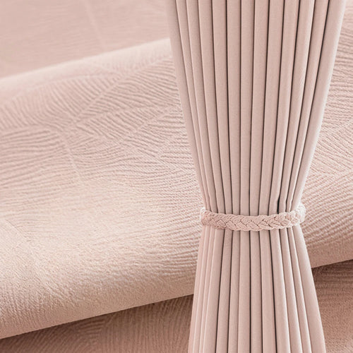 rideau moderne rose pâle opaque texture rugueuse occultant lumière complète salon chambre fenêtre
