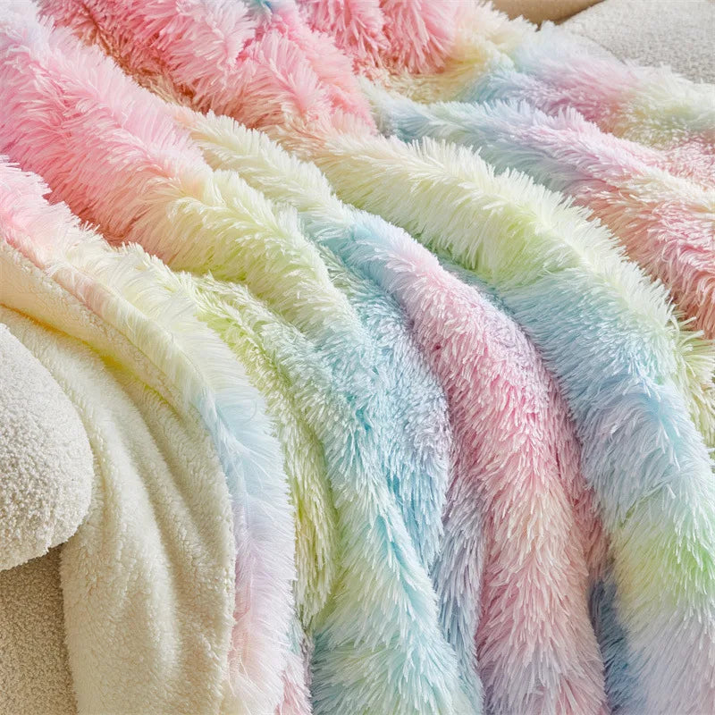 couverture multicolore rayée velours polyester douillet portable automne hiver hospitalière voyage