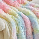 couverture multicolore rayée velours polyester douillet portable automne hiver hospitalière voyage
