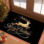 Tapis placé à l'entrée extérieure avec décorations de Noël