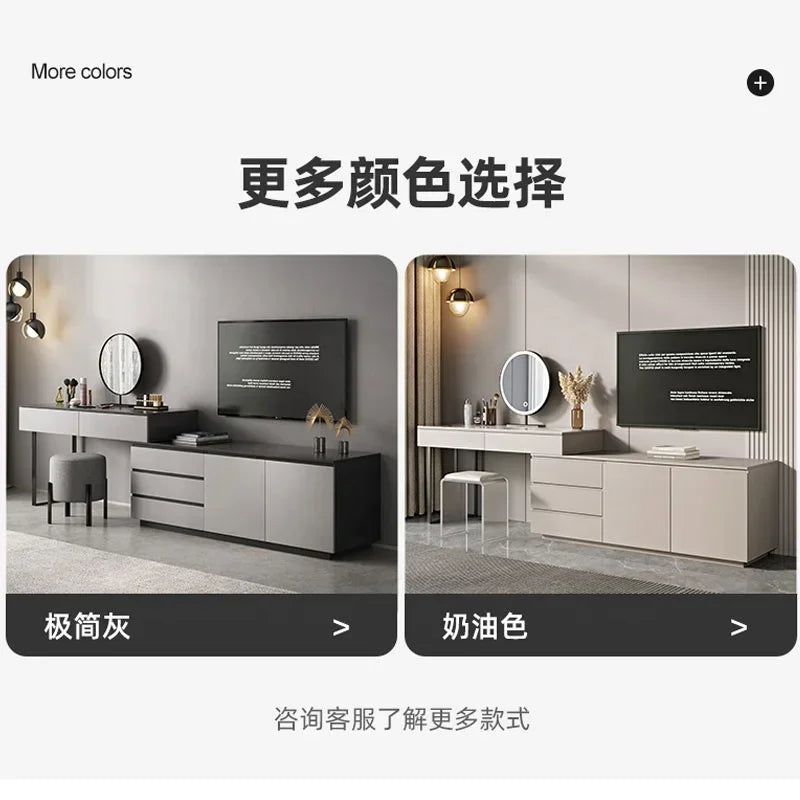 coiffeuse miroir led réglable meuble multifonctionnel moderne gris clair noir