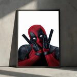 affiches deadpool pop art moderne cadre bois rouge noir gris blanc texture super héros