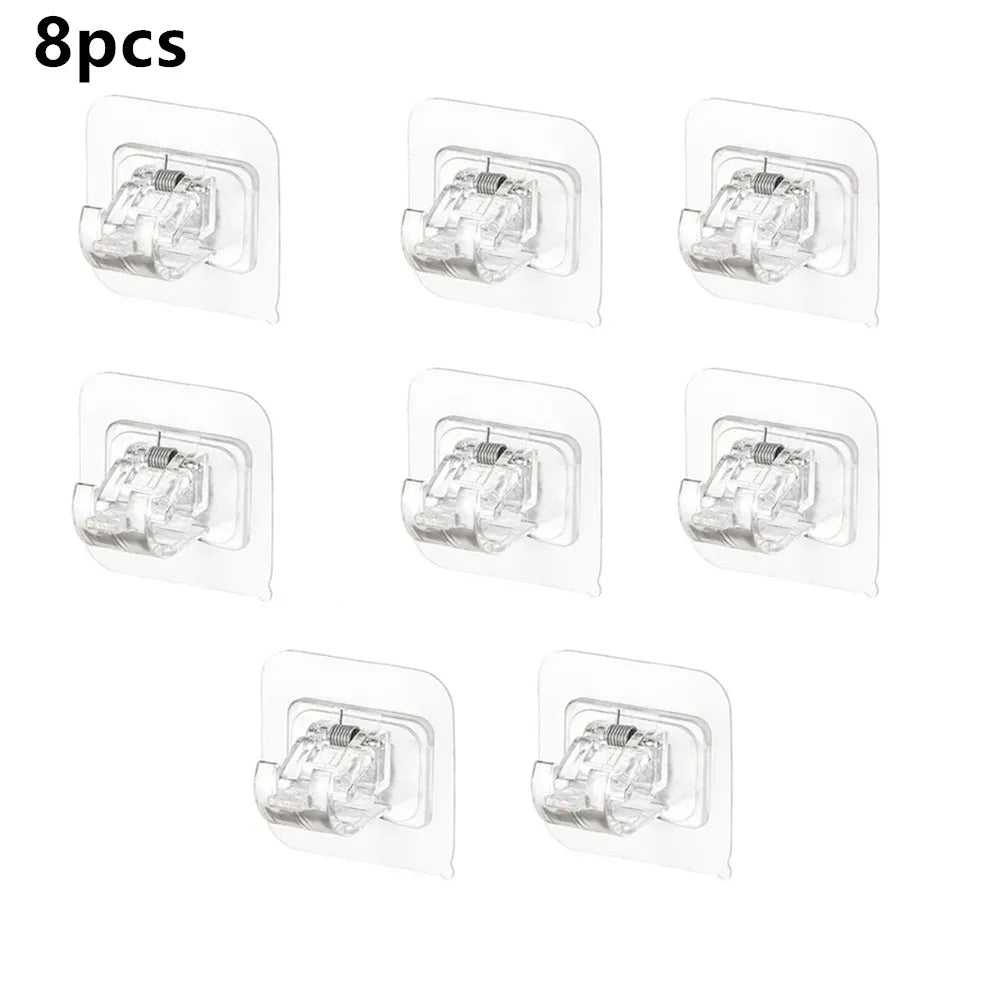 crochet adhésif transparent moderne tige rangement clip rideau support mural sans motif clips vêtements