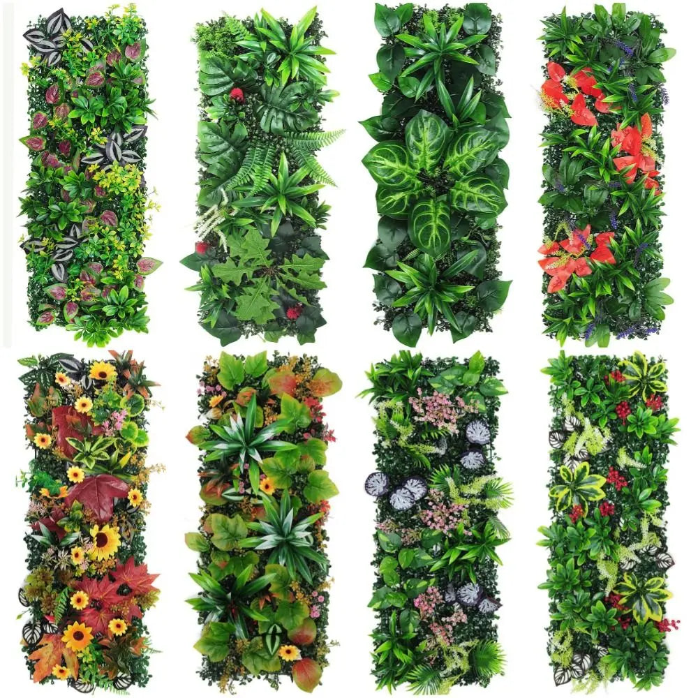 décoration murale plantes artificielles feuilles fleurs diverses couleurs naturel intérieur 25x75cm