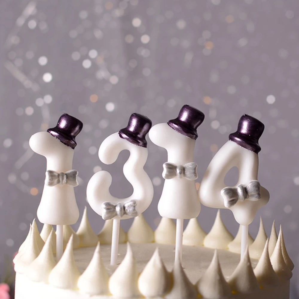 bougies chiffres blanc violet argent décoratives festives tringles numérotées cire soja sans flamme