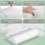 coussin mémoire forme fibre bambou imprimé blanc ergonomique zip taie amovible support cou lit