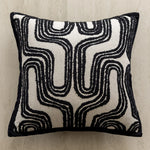 coussin décoratif moderne motif floral blanc nordique polyester jacquard adhésif