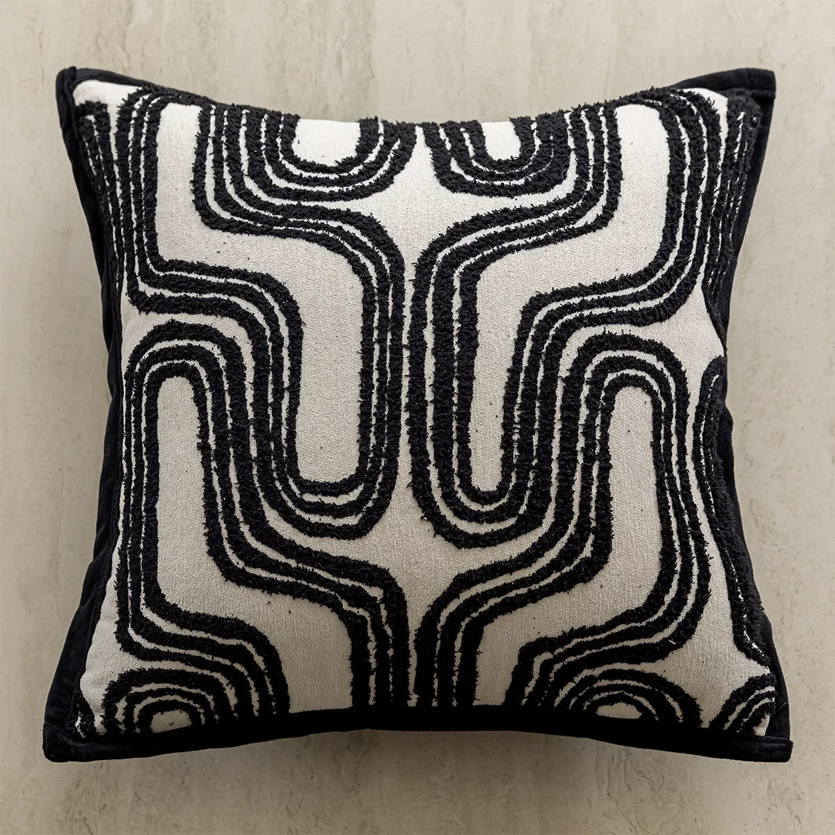 coussin décoratif moderne motif floral blanc nordique polyester jacquard adhésif