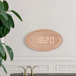 horloge murale led ronde bois naturel affichage numérique date moderne sans tic tac salon