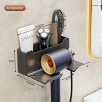 support mural moderne séchoir cheveux brosse crème rasoir fixé adhésif noir beige opaque