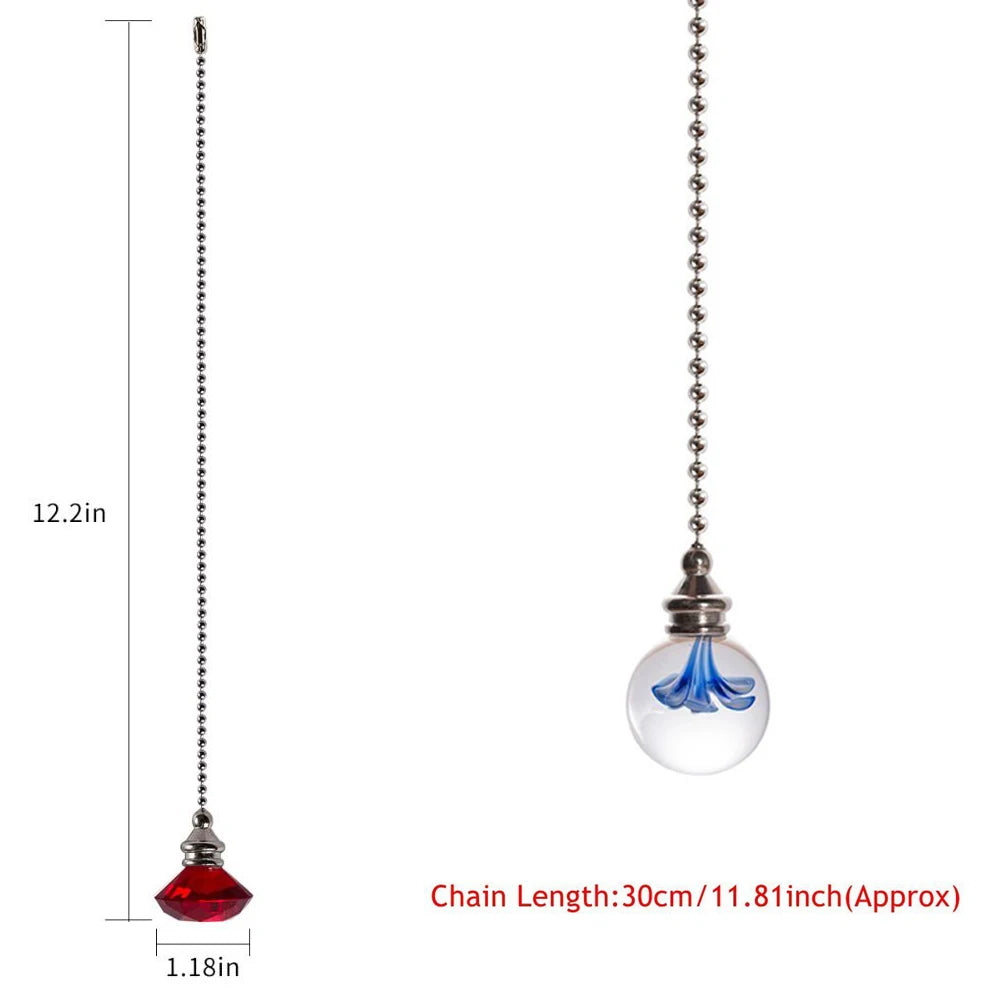 suspension transparentes motifs internes modernes ventilateur lustre cristal chaînes élégantes intérieurs colorés bleu rouge