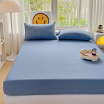 drap plat coton lavé uni moderne lit double grande taille confort doux maison