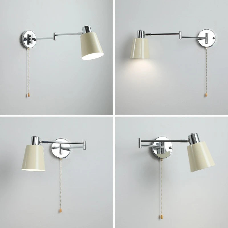 applique murale moderne bras articulé éclairage led blanc crème argenté chambre salon