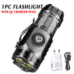 lampe torche rechargeable led noire résistante chocs éclairage intense mode luminosité réglable clip moderne