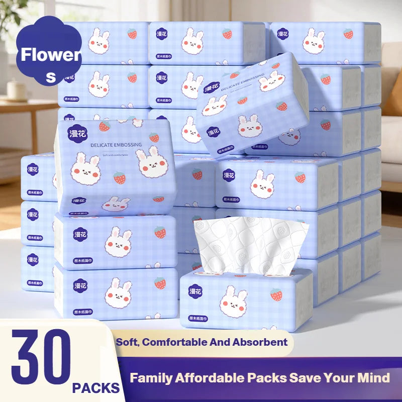 serviettes toilette bleu clair lapins mignons plis 170x120mm 320unités pack cartoon