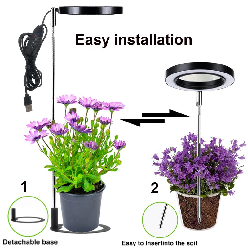 lampe led croissance plante noir gris moderne réglable usb intelligent