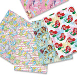 serviettes enfants dessins animés personnages fées sirènes motifs colorés rose vert bleu blanc opaques