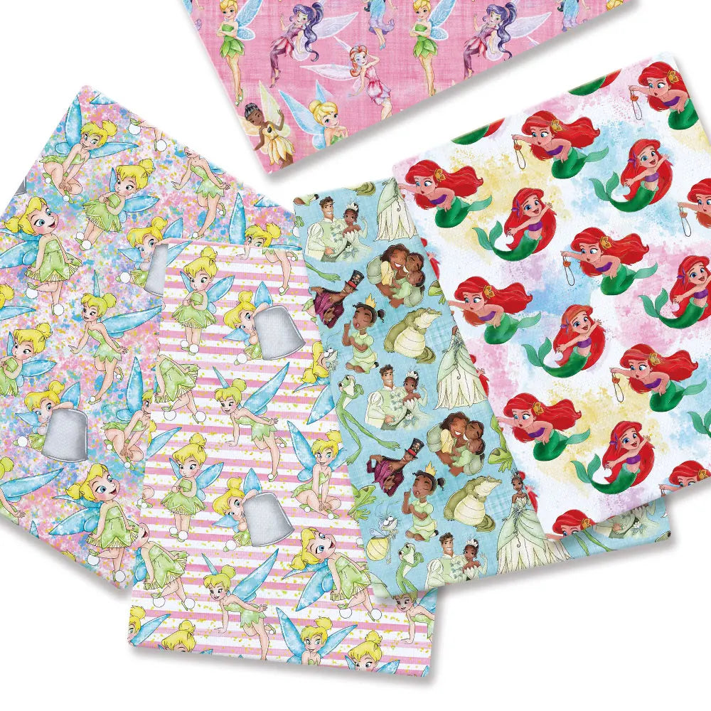 serviettes enfants dessins animés personnages fées sirènes motifs colorés rose vert bleu blanc opaques