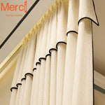 rideau polyester texture lin classique beige clair fenêtre française moderne personnalisable opaqué