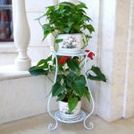 support plante métal noir blanc grille ajourée moderne pieds solides pots tiered shelf