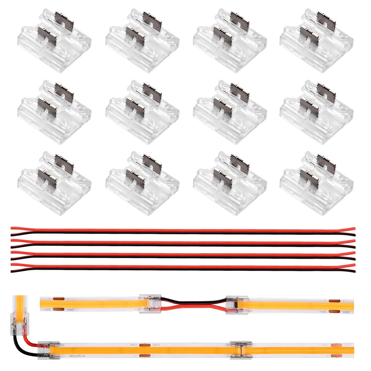 connecteurs led transparents 8mm 10mm ip20 moderne non étanche 12 pièces