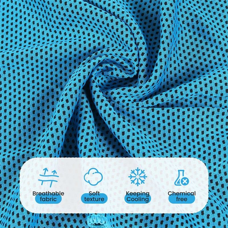 serviette sport bleu clair maille fine points noirs séchage rapide absorption élevée lavable machine