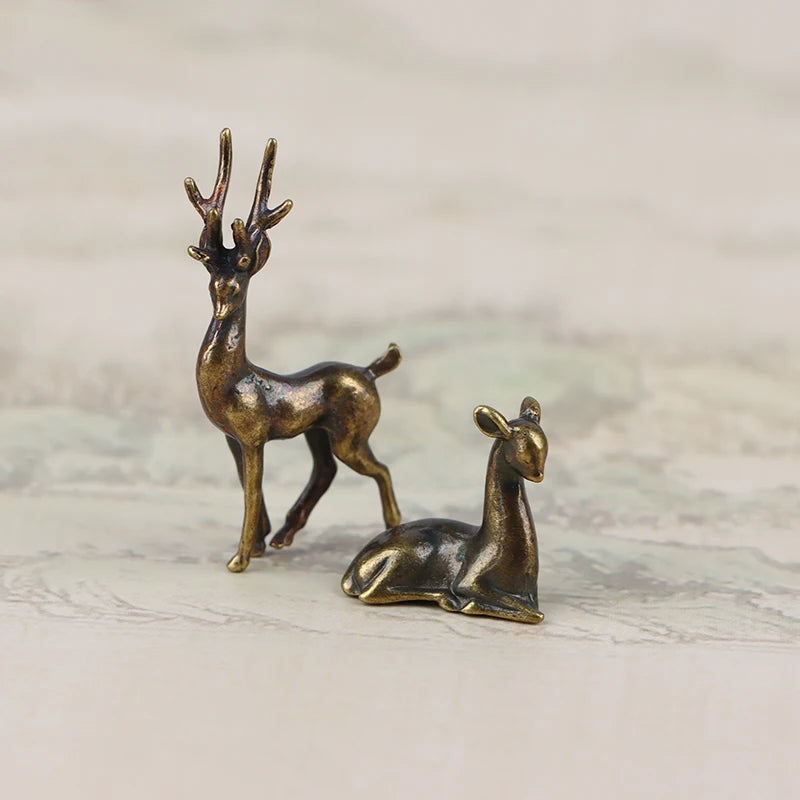 statuettes animaux bronze doré décoration intérieure réaliste cerfs détaillées brillantes accessoires vintage figurines